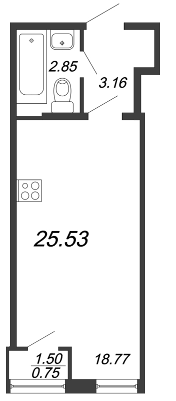 Квартира-студия, 25.2 м² в ЖК "FoRest Аквилон" - планировка, фото №1
