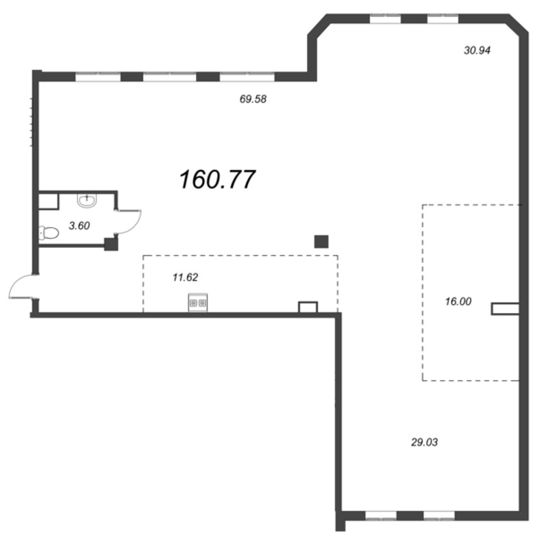 Квартира-студия, 163.91 м² в ЖК "Amo" - планировка, фото №1