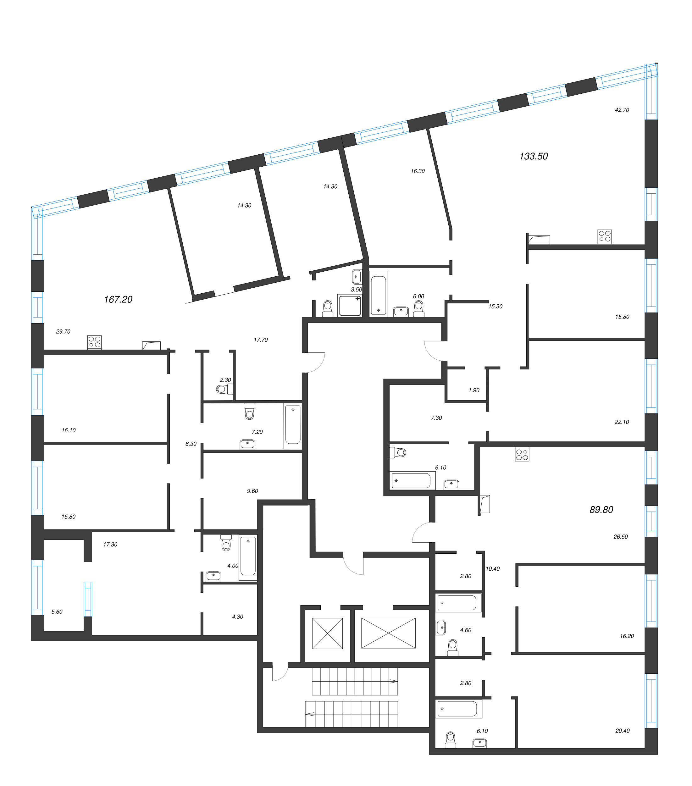 4-комнатная (Евро) квартира, 133.5 м² в ЖК "ЛДМ" - планировка этажа