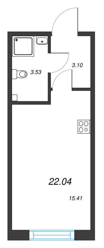 Квартира-студия, 22.04 м² - планировка, фото №1