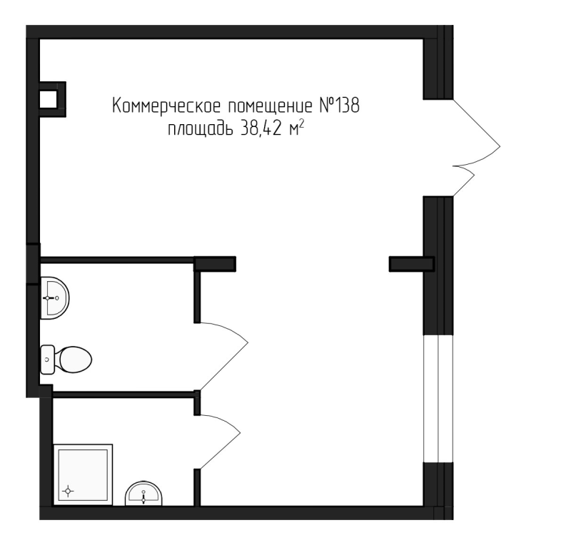 Помещение, 38.42 м² в ЖК "Верево Сити" - планировка, фото №1