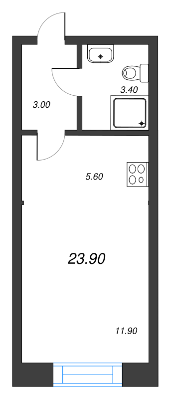 Квартира-студия, 23.3 м² в ЖК "Neva Haus" - планировка, фото №1