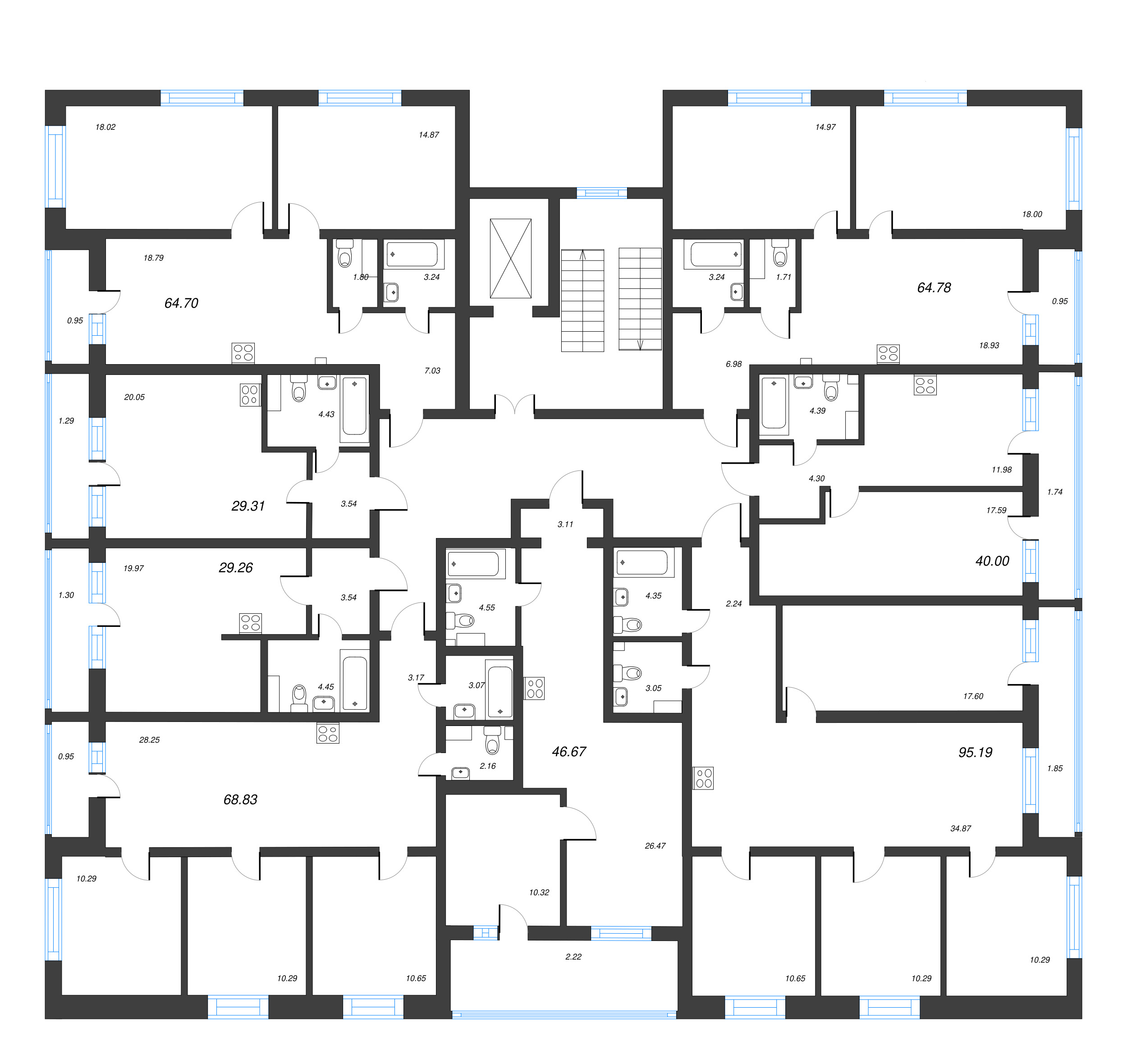 Квартира-студия, 29.26 м² в ЖК "Эко Квартал Гармония" - планировка этажа