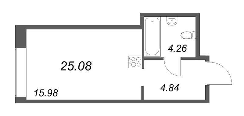 Квартира-студия, 25.08 м² в ЖК "Avant" - планировка, фото №1