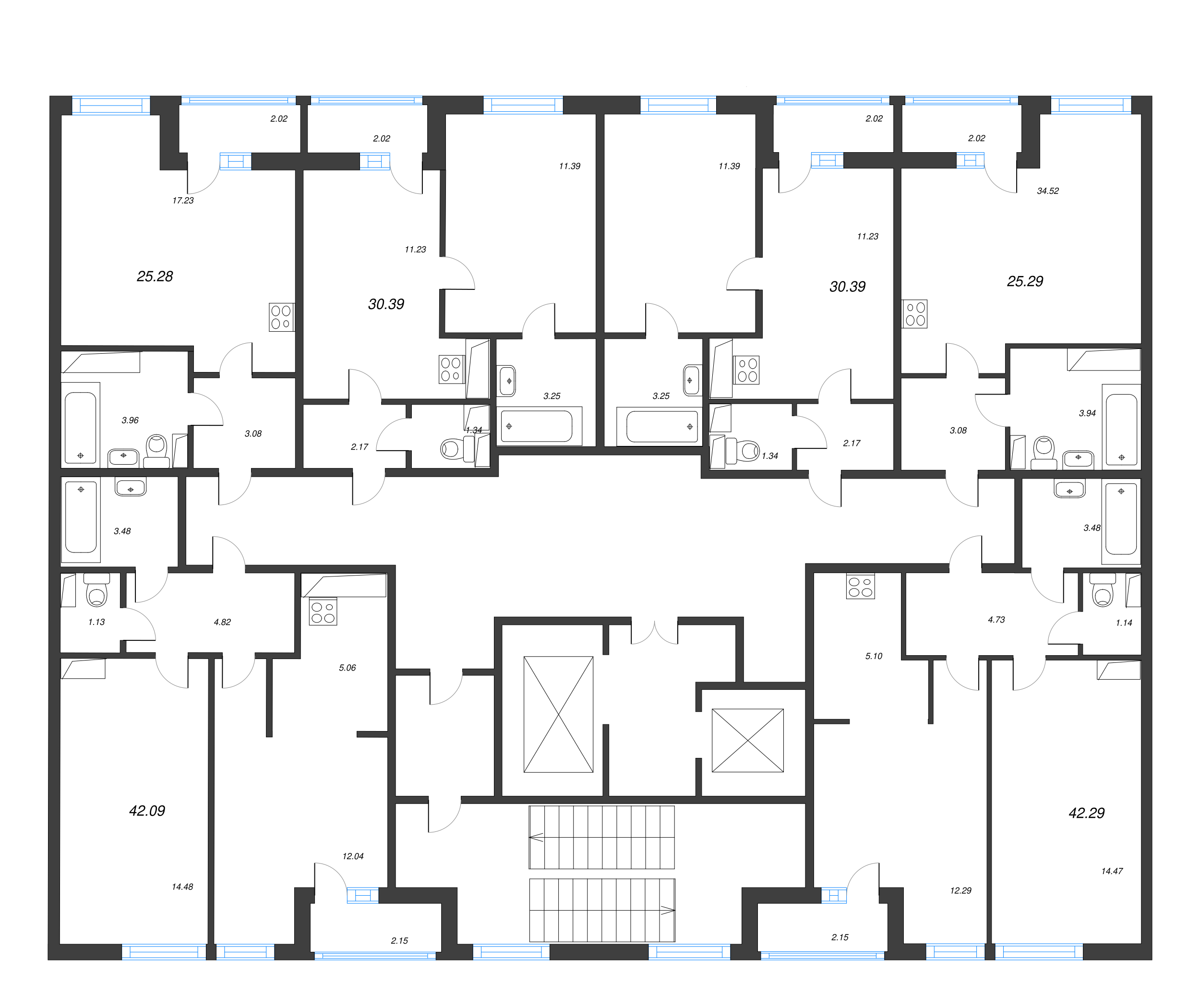 1-комнатная квартира, 30.39 м² в ЖК "AEROCITY" - планировка этажа