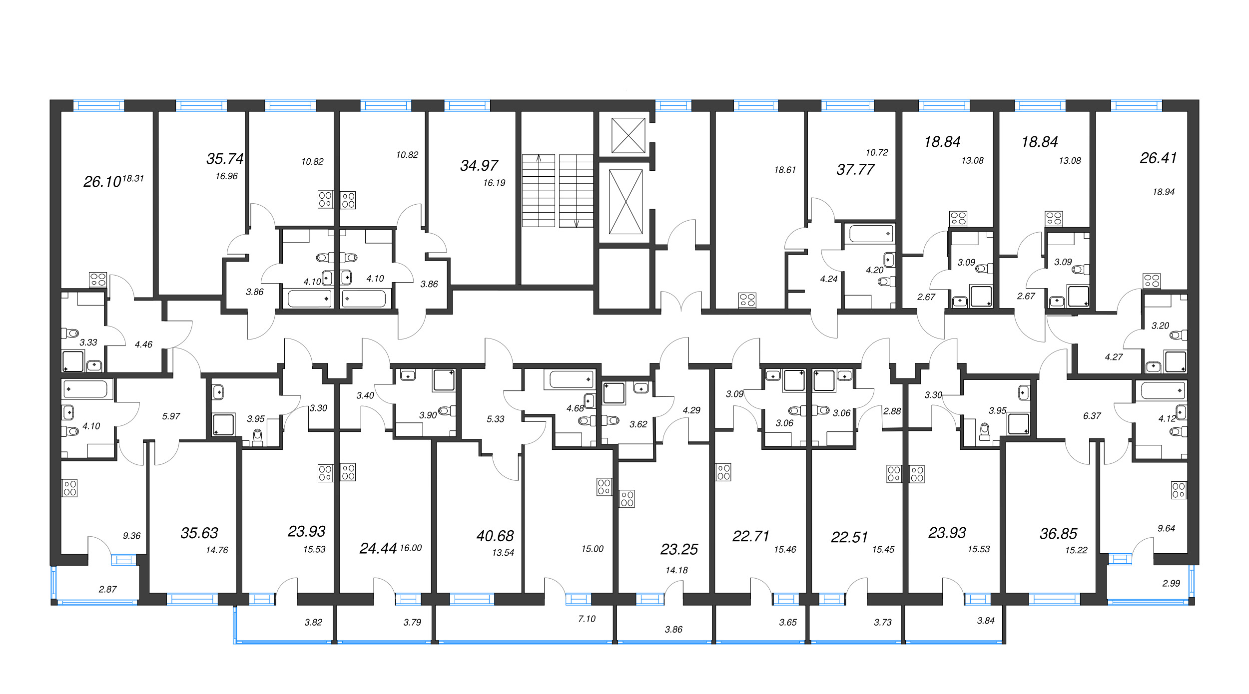 Квартира-студия, 18.84 м² в ЖК "Аквилон Янино" - планировка этажа