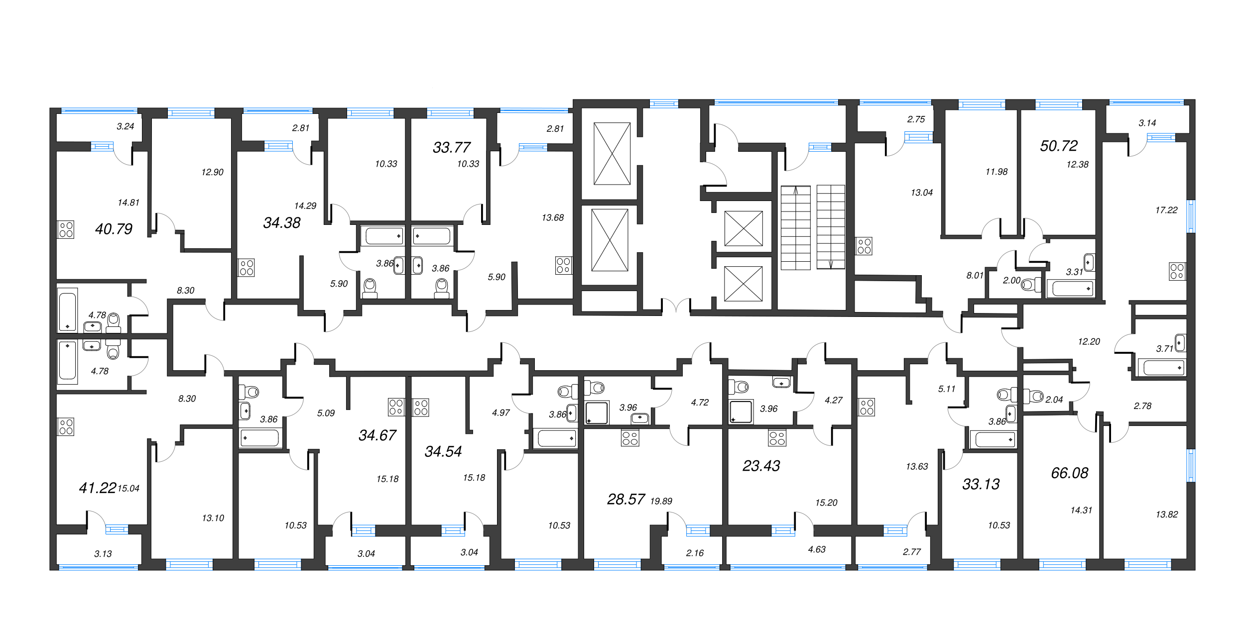 Квартира-студия, 28.57 м² в ЖК "Город Первых" - планировка этажа
