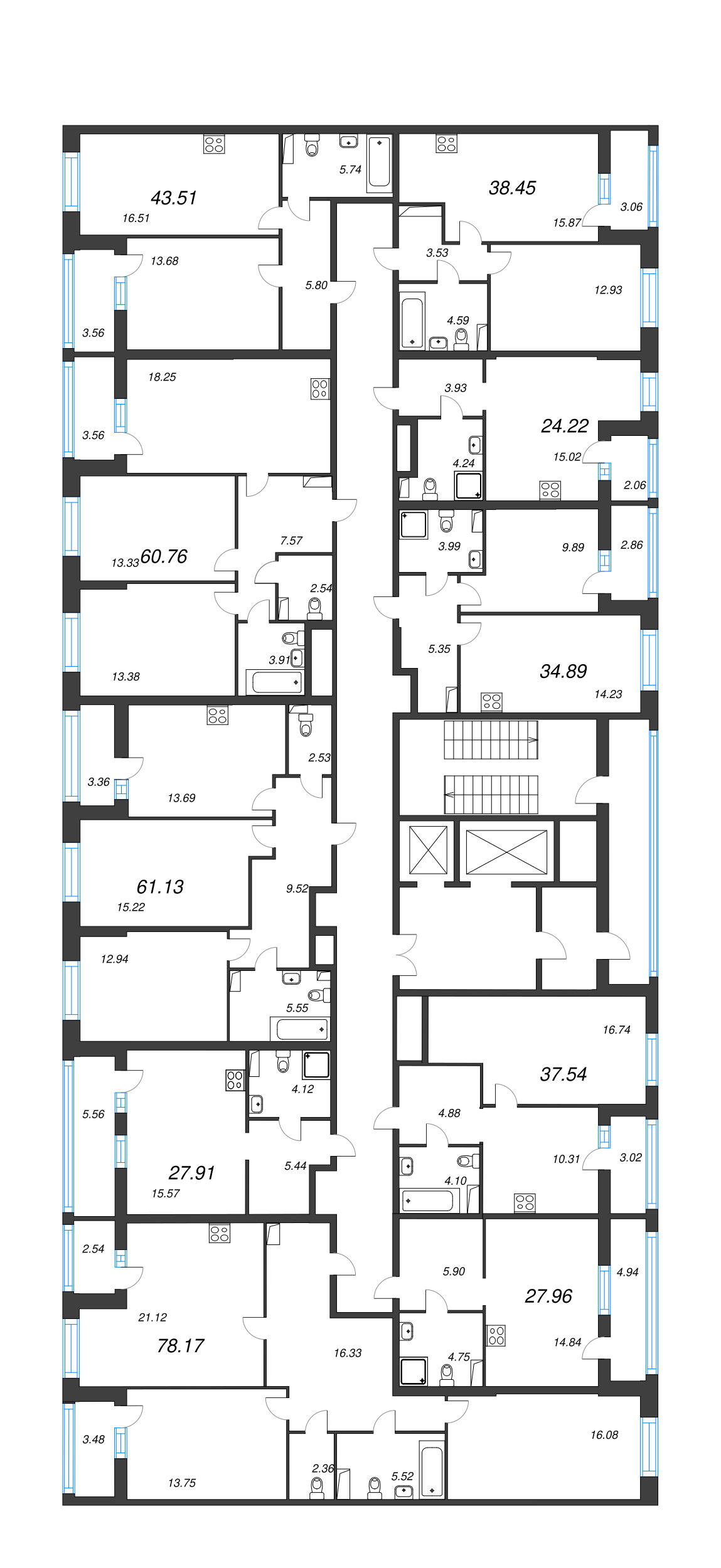 Квартира-студия, 27.88 м² в ЖК "Аквилон Leaves" - планировка этажа