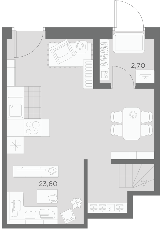 3-комнатная (Евро) квартира, 89.8 м² в ЖК "Маленькая Франция" - планировка, фото №1