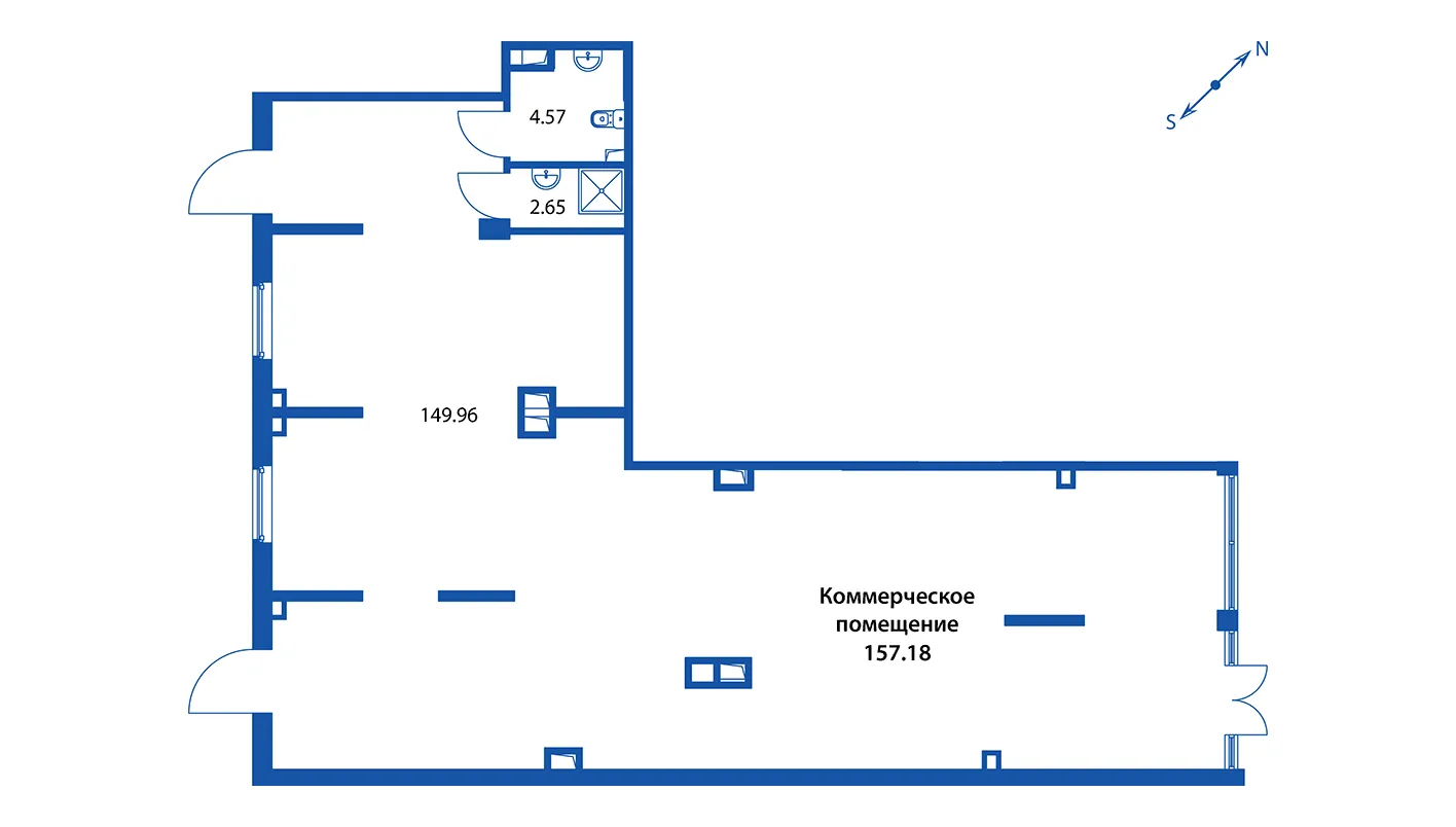 Помещение, 157.18 м² в ЖК "Полис ЛАВрики" - планировка, фото №1