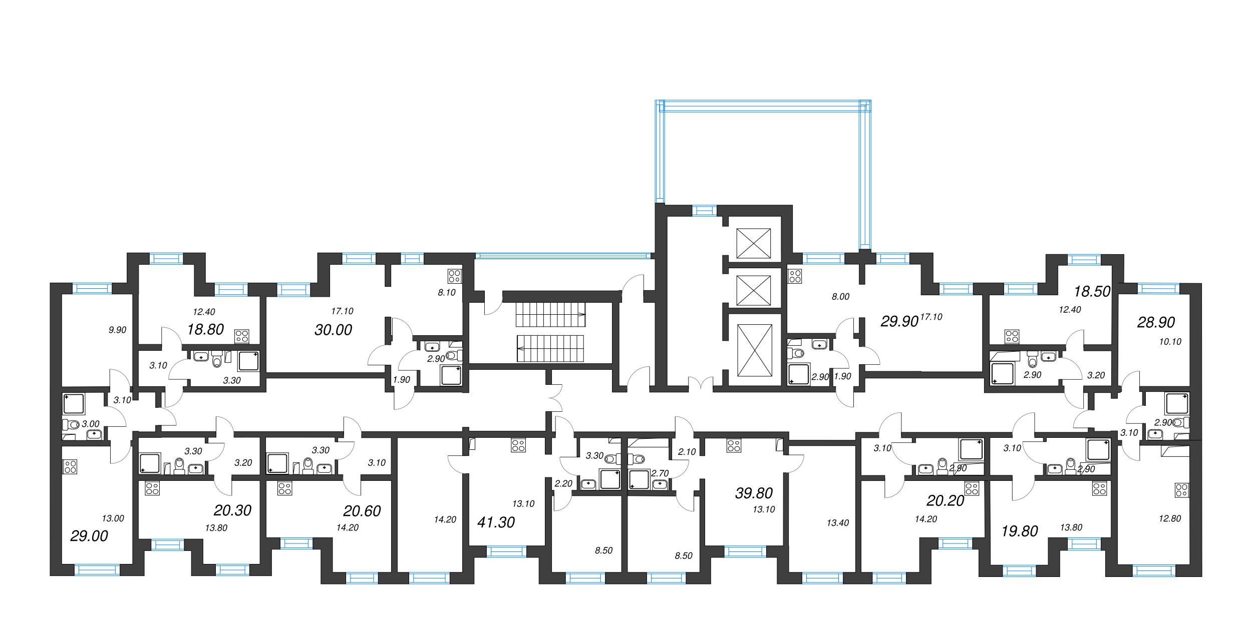 Квартира-студия, 18.5 м² в ЖК "Цветной город" - планировка этажа