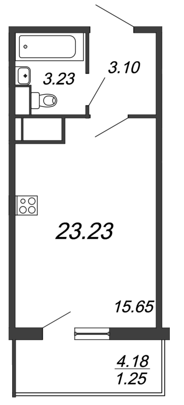 Квартира-студия, 23.3 м² в ЖК "Аквилон SKY" - планировка, фото №1