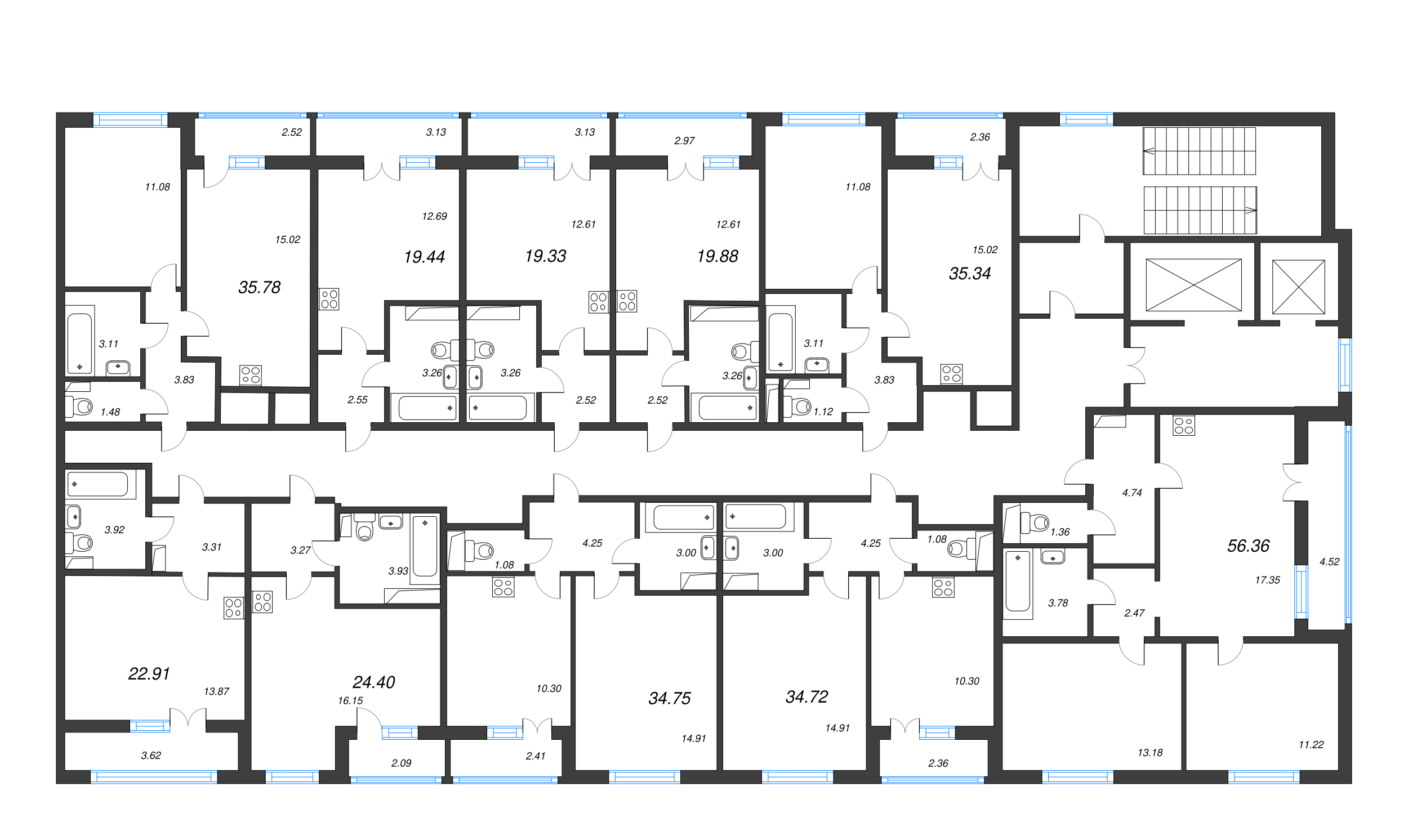Квартира-студия, 19.33 м² в ЖК "AEROCITY" - планировка этажа
