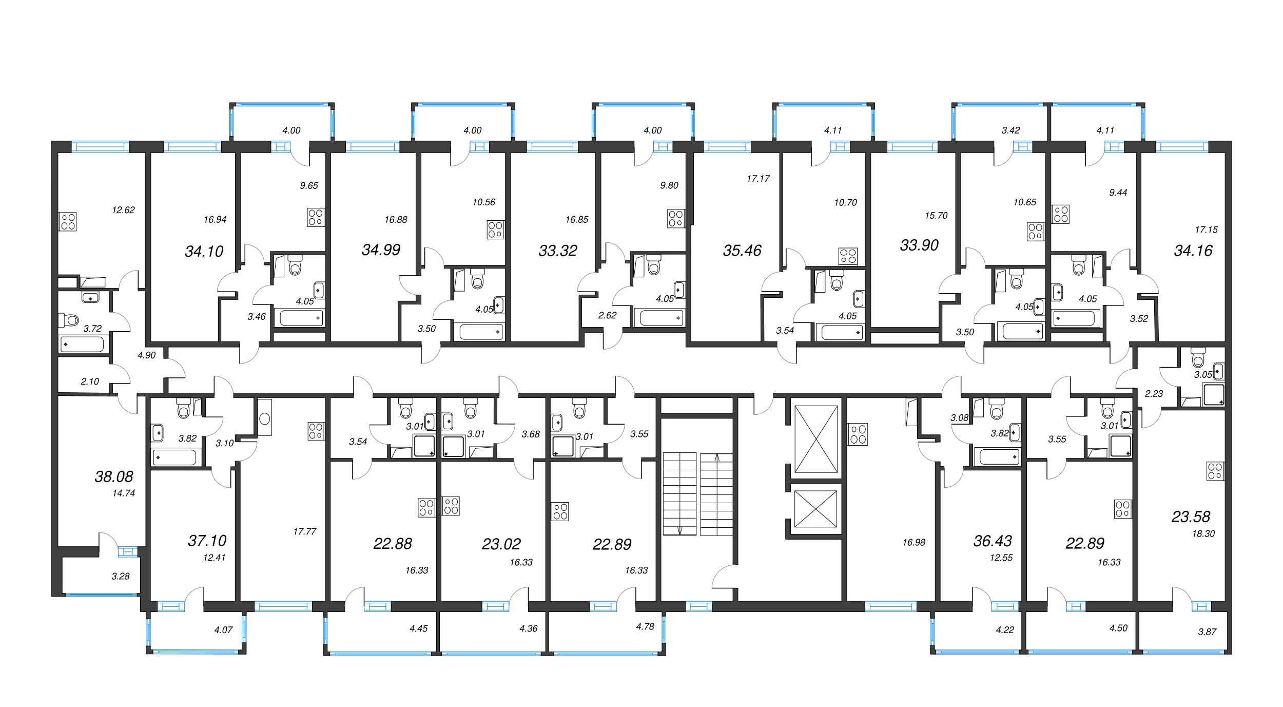 Квартира-студия, 22.89 м² в ЖК "Полис ЛАВрики" - планировка этажа