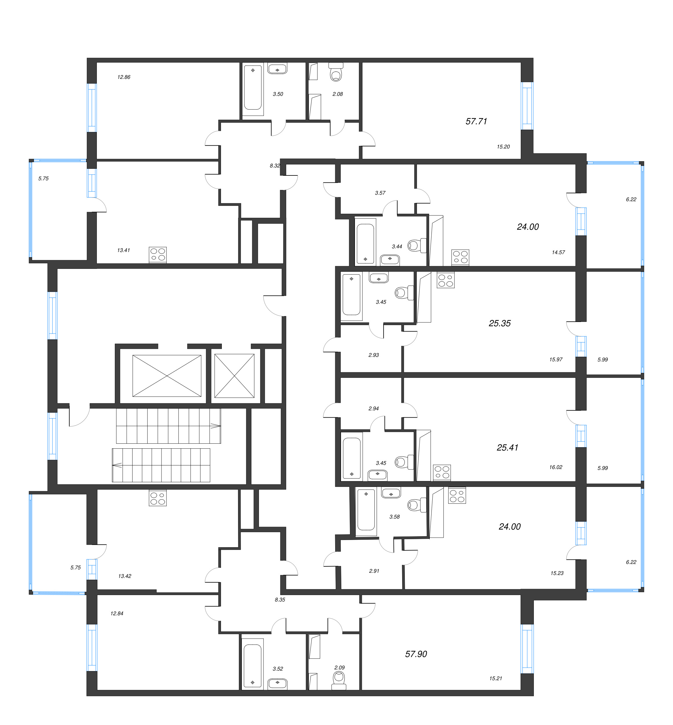 Квартира-студия, 24 м² в ЖК "Аквилон Stories" - планировка этажа
