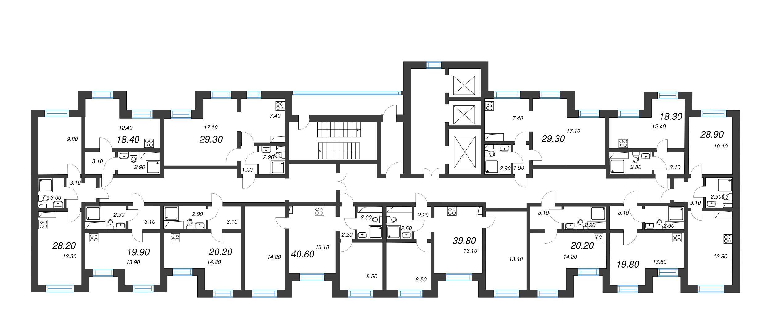 Квартира-студия, 18.3 м² в ЖК "Цветной город" - планировка этажа