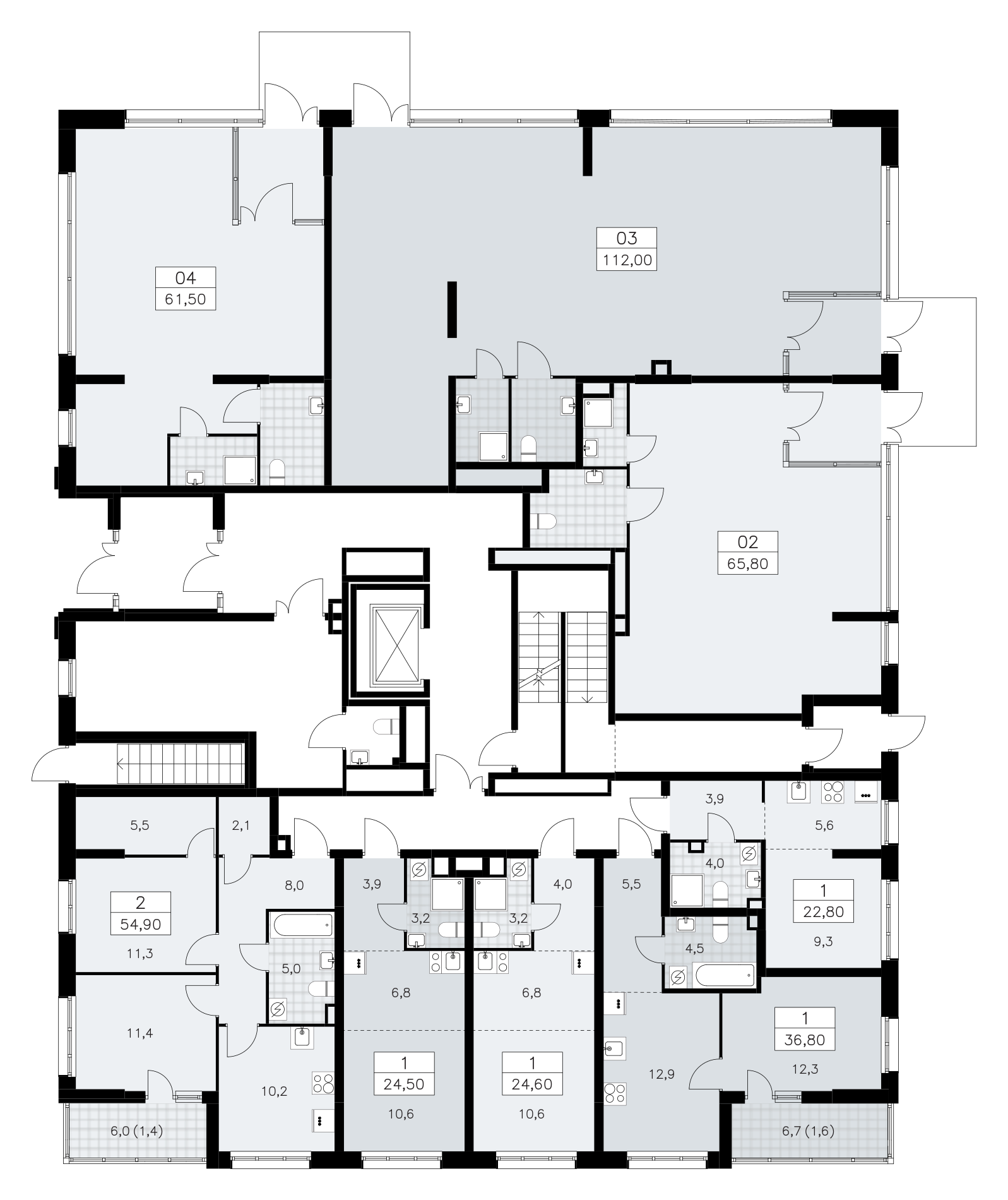 Помещение, 61.5 м² в ЖК "А101 Лаголово" - планировка этажа