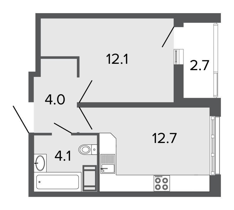 1-комнатная квартира, 32.5 м² в ЖК "Ultra City" - планировка, фото №1