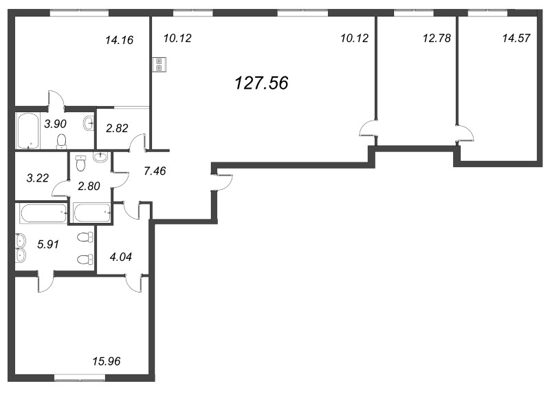 4-комнатная (Евро) квартира, 127.56 м² в ЖК "ID Moskovskiy" - планировка, фото №1