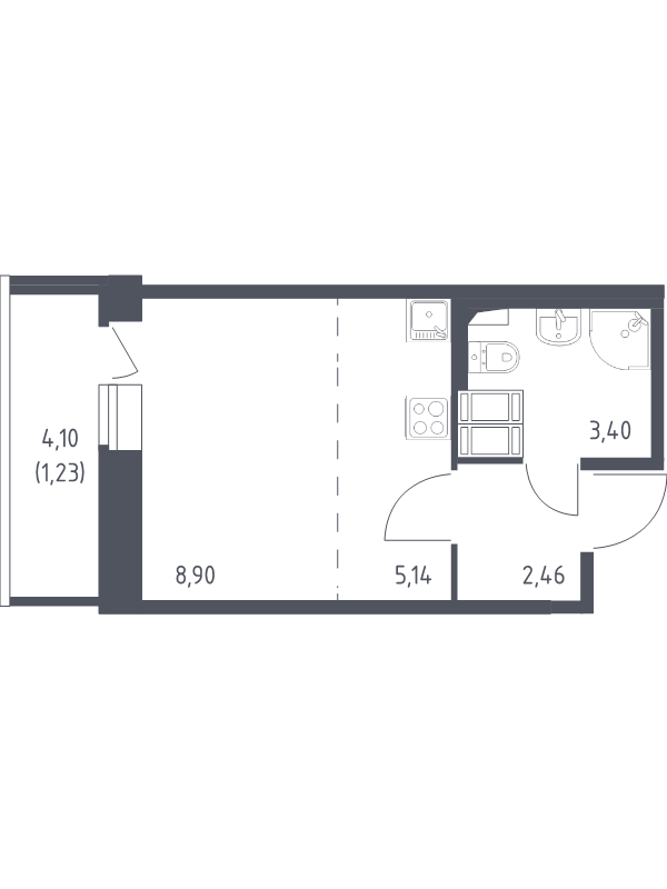 Квартира-студия, 21.13 м² в ЖК "Новое Колпино" - планировка, фото №1