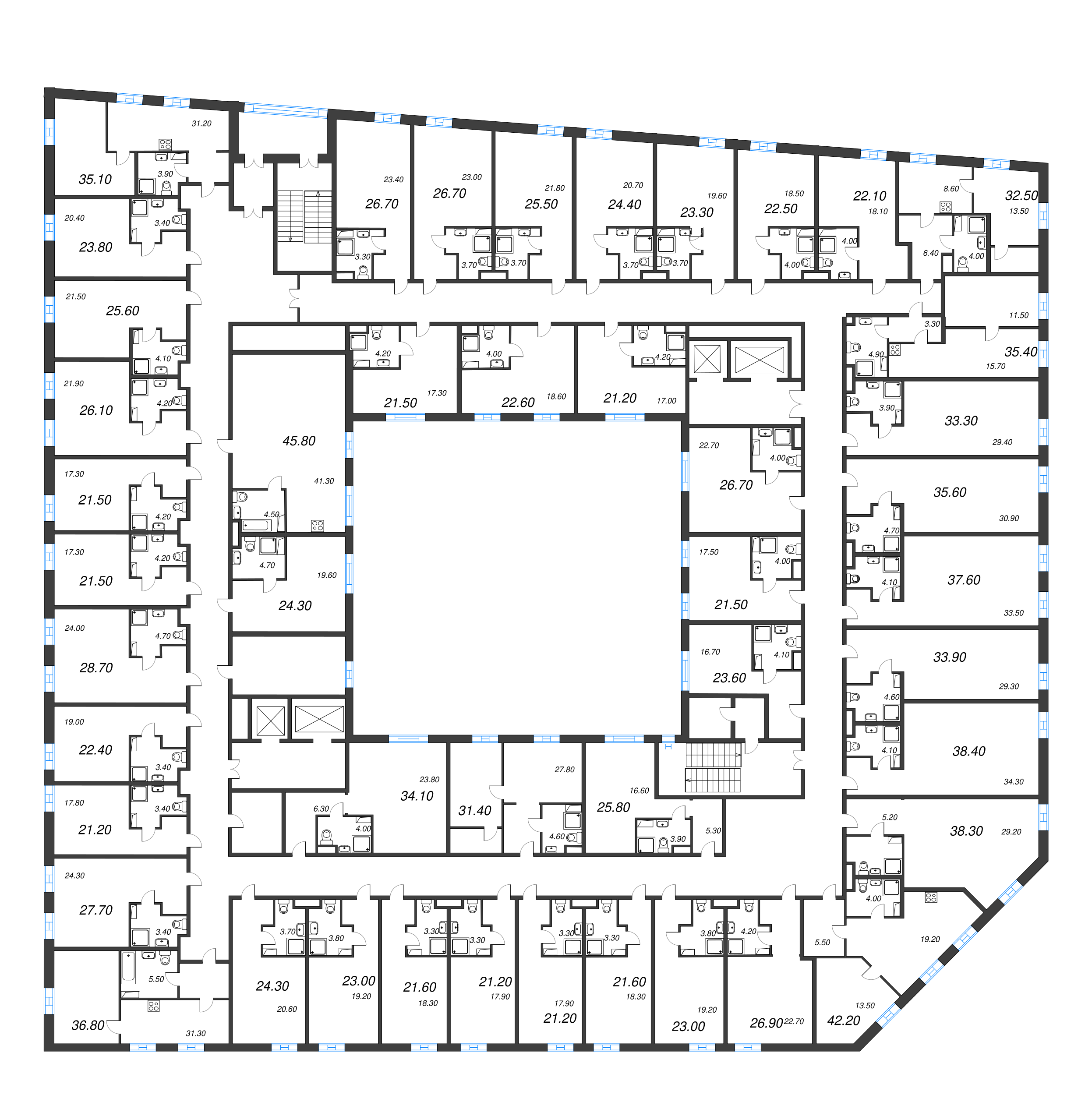 Квартира-студия, 22.1 м² в ЖК "VIDI" - планировка этажа