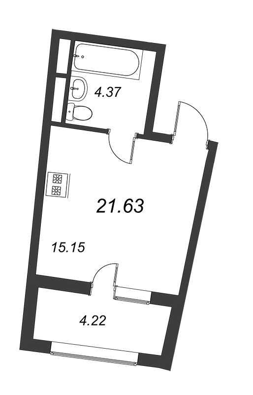 Квартира-студия, 21.7 м² - планировка, фото №1