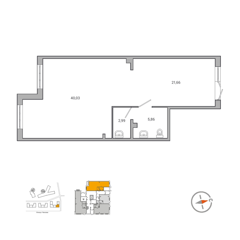 Помещение, 70.54 м² в ЖК "IQ Гатчина" - планировка, фото №1