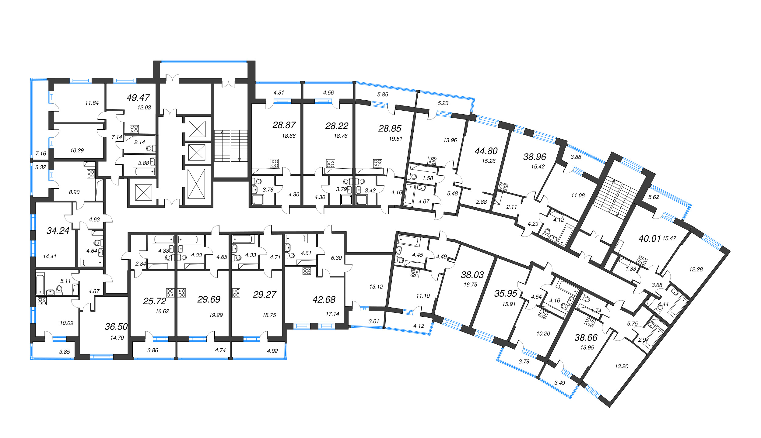 Квартира-студия, 25.72 м² в ЖК "Дом Левитан" - планировка этажа