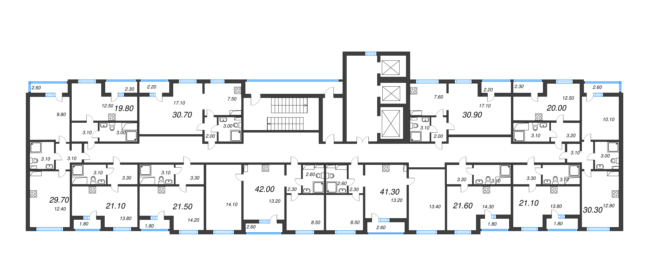 1-комнатная квартира, 29.8 м² - планировка этажа
