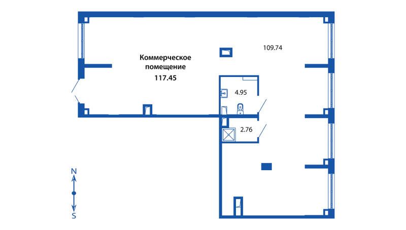 Помещение, 116.87 м² в ЖК "Полис ЛАВрики" - планировка, фото №1