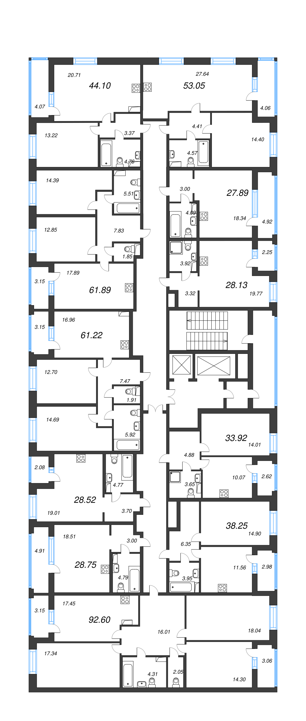 Квартира-студия, 27.89 м² в ЖК "Аквилон Leaves" - планировка этажа