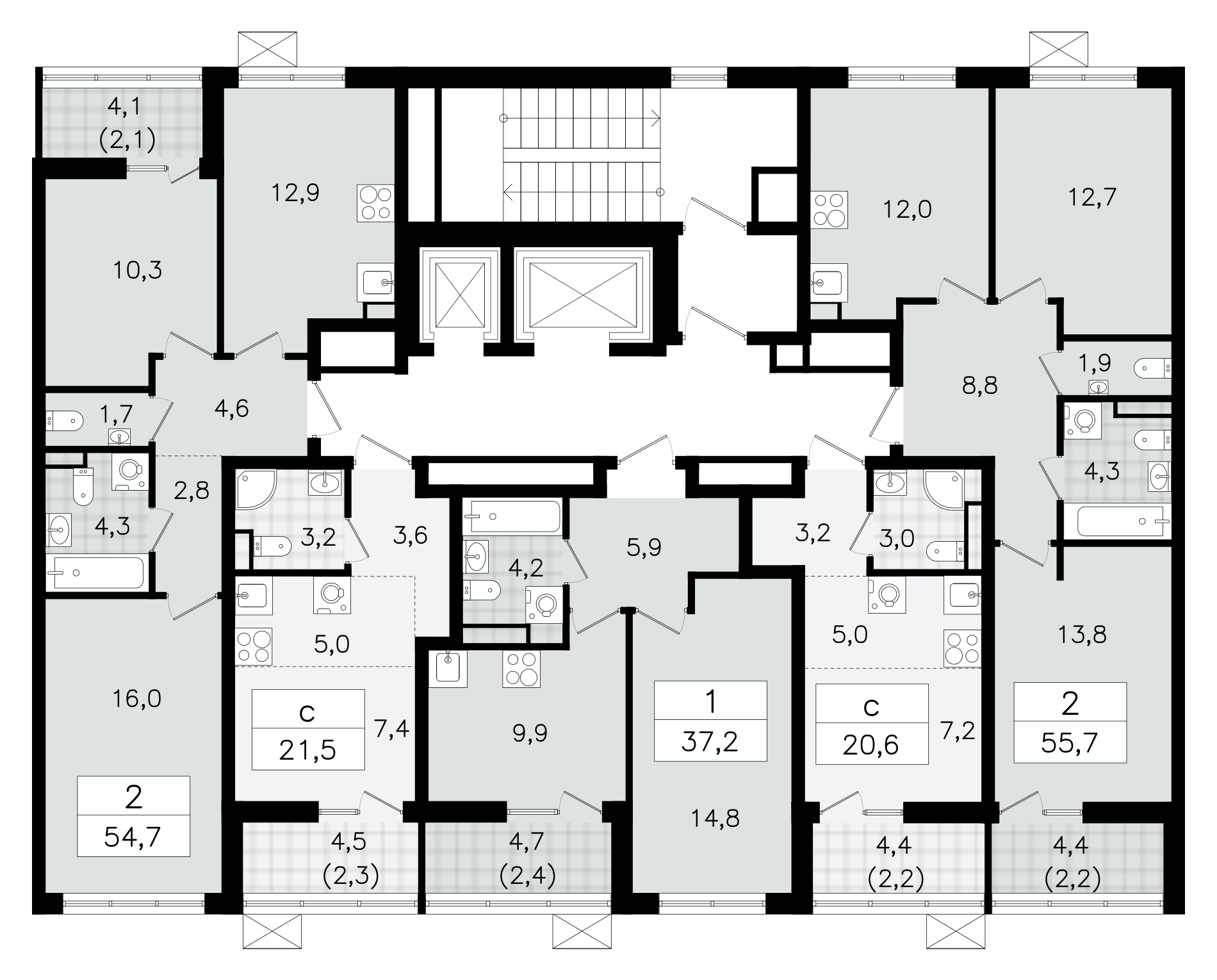 Квартира-студия, 20.6 м² в ЖК "А101 Всеволожск" - планировка этажа