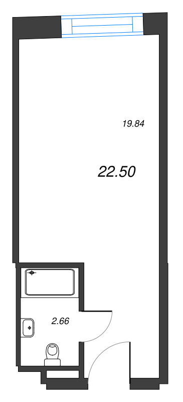 Квартира-студия, 22.5 м² в ЖК "YE’S Leader" - планировка, фото №1