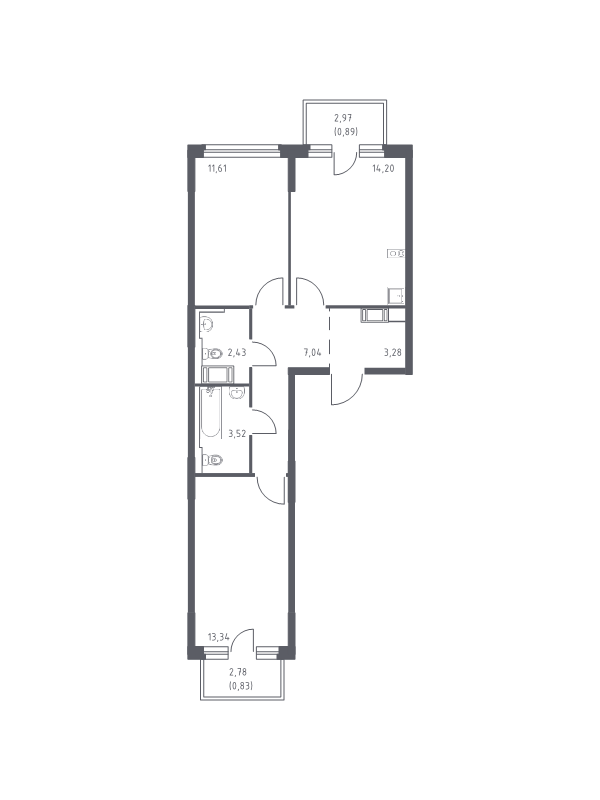 2-комнатная квартира, 57.14 м² в ЖК "Новое Колпино" - планировка, фото №1