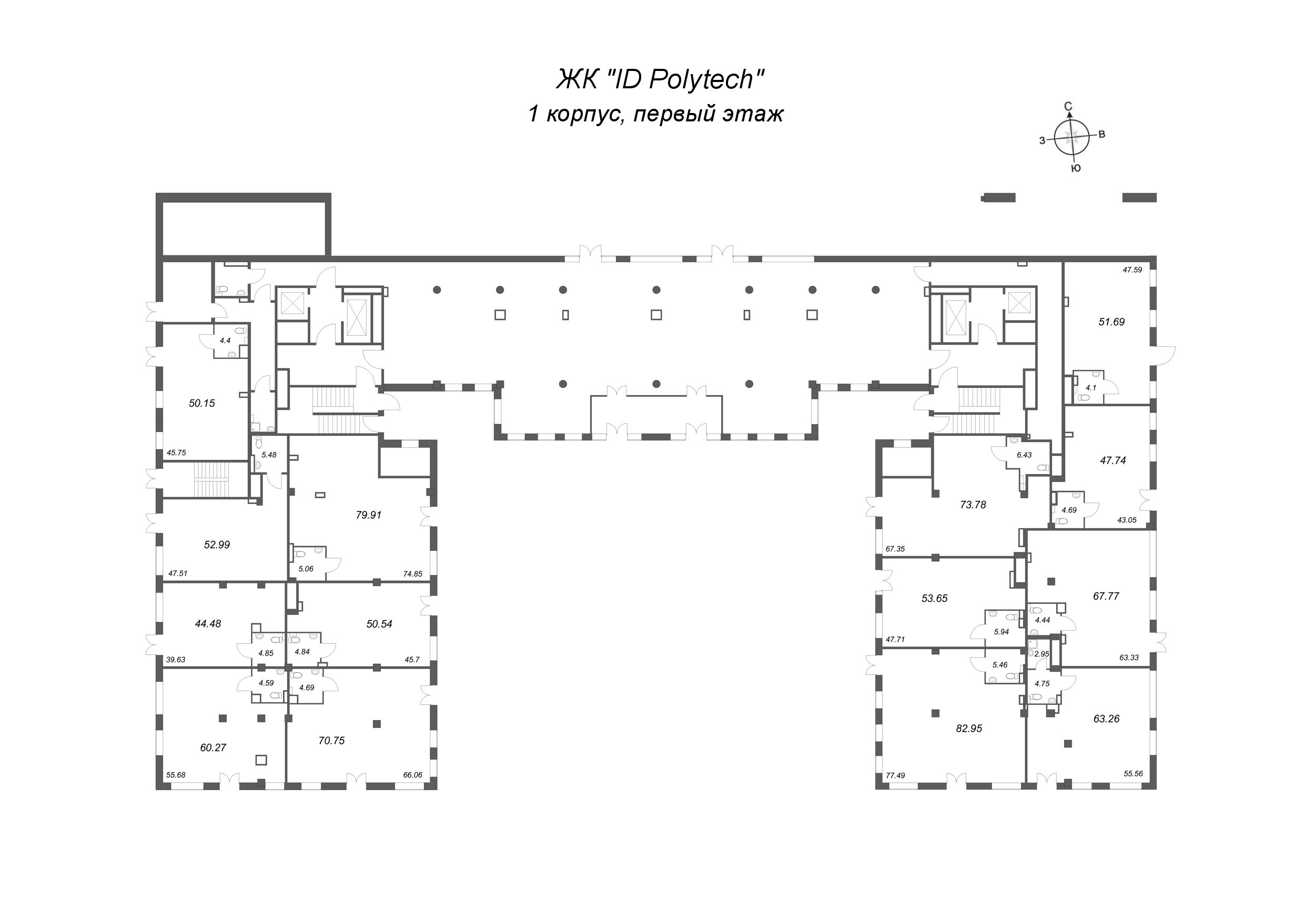Помещение, 47.74 м² в ЖК "ID Polytech" - планировка этажа