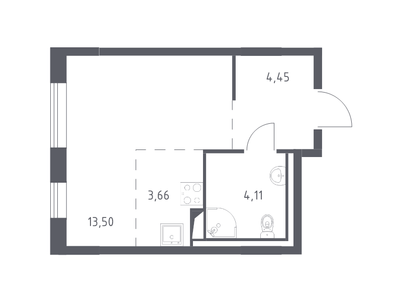 Квартира-студия, 25.72 м² - планировка, фото №1