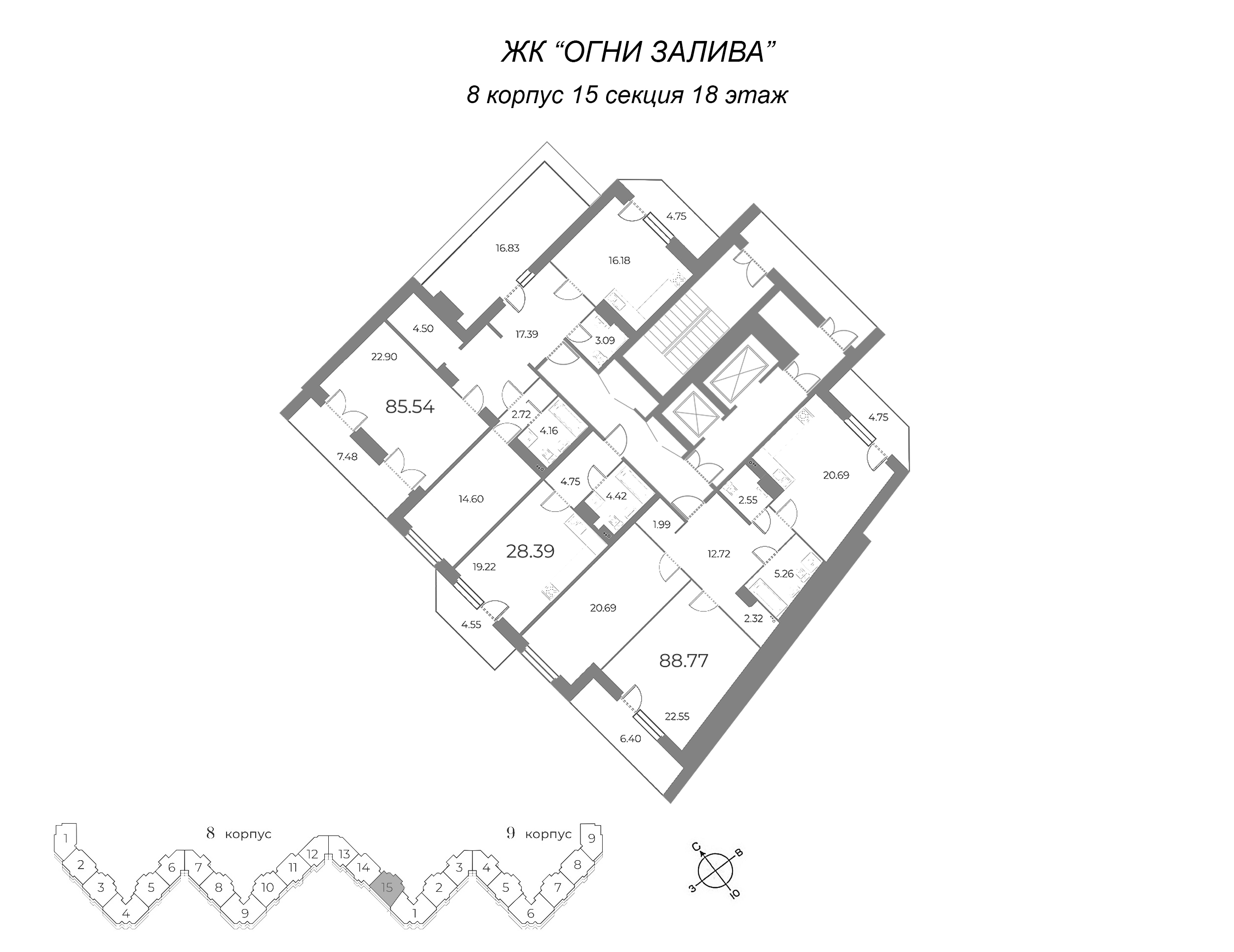 Квартира-студия, 29.75 м² - планировка этажа