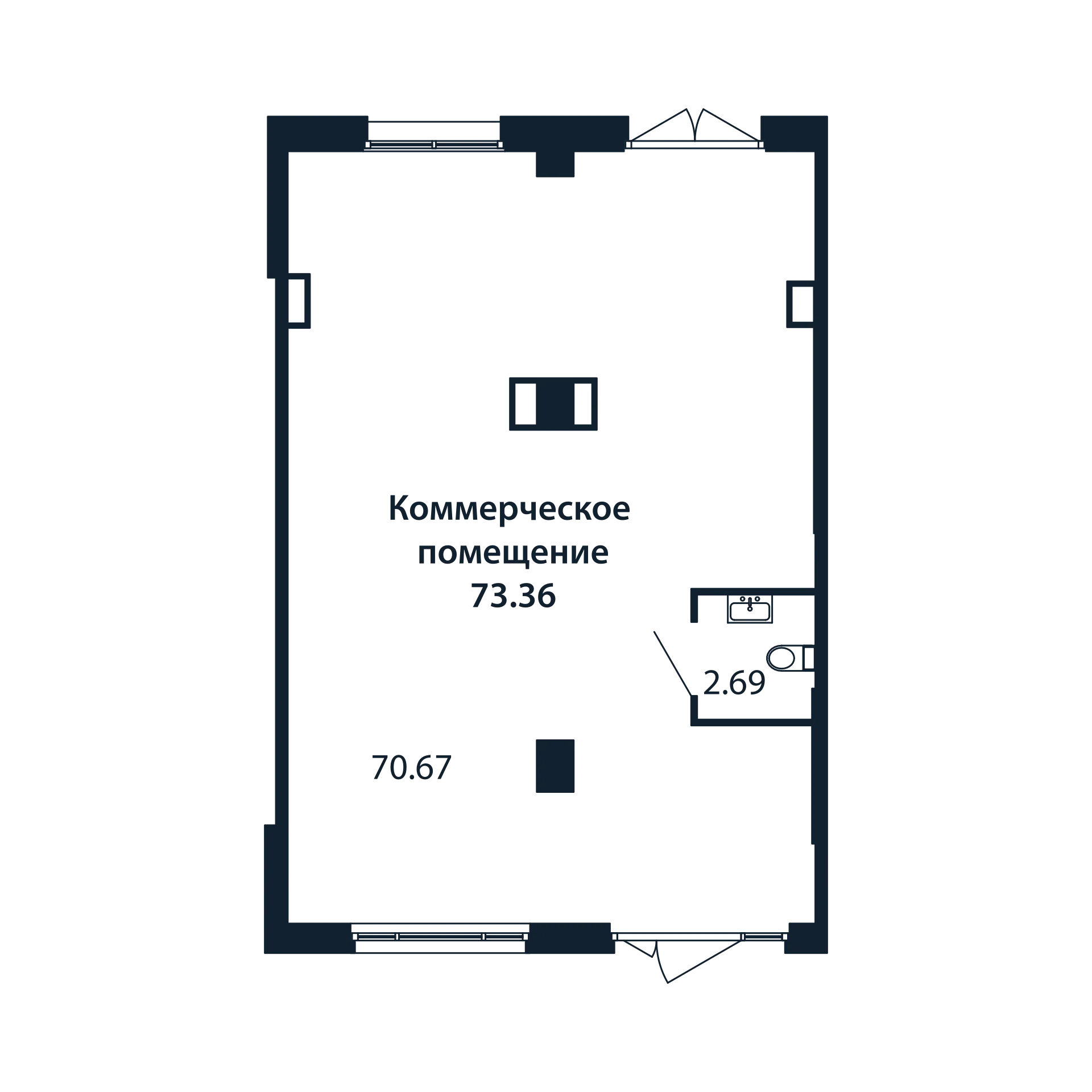 Помещение, 73.36 м² в ЖК "Полис Новоселье" - планировка, фото №1