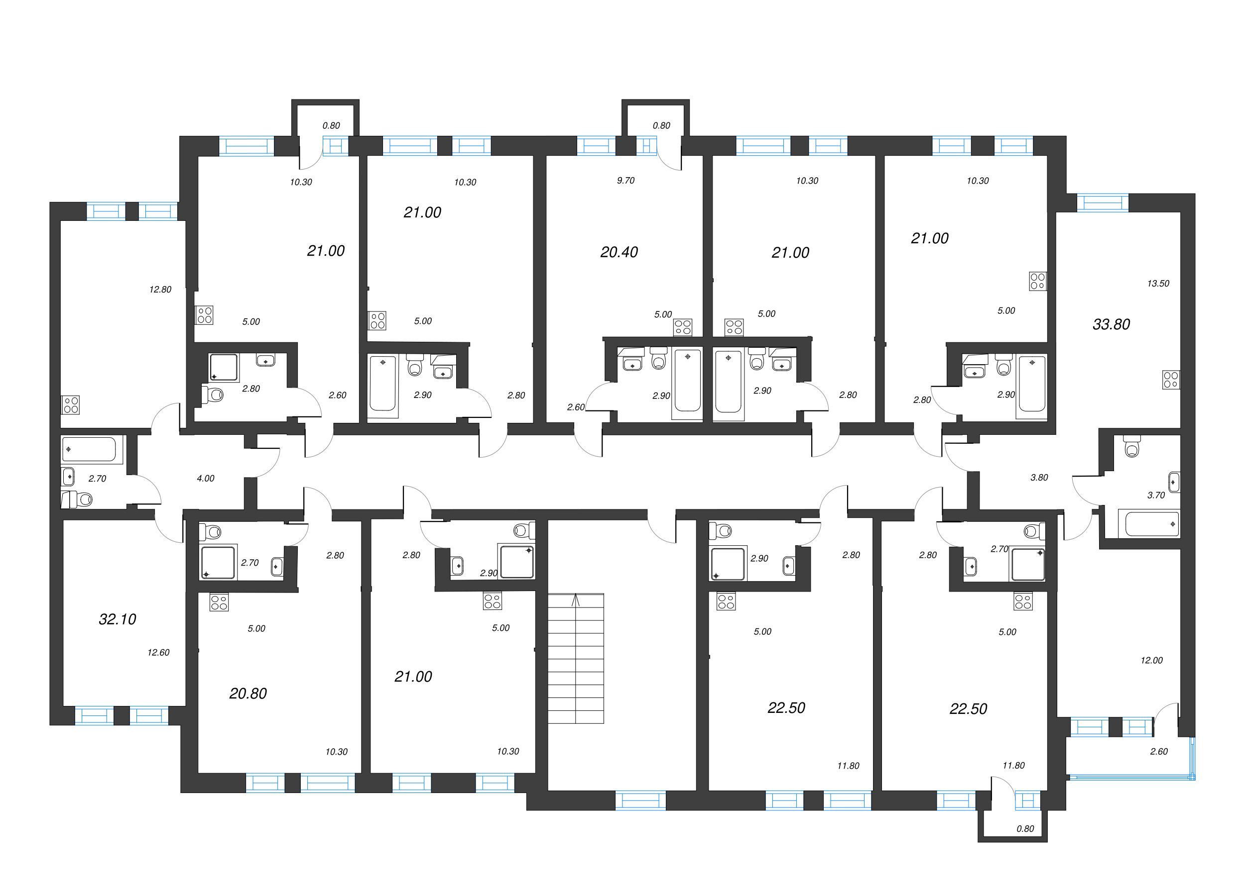 Квартира-студия, 20.4 м² в ЖК "ЭКО Квартал NEGA" - планировка этажа