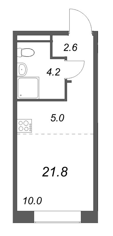 Квартира-студия, 21.8 м² в ЖК "Пулково Lake" - планировка, фото №1