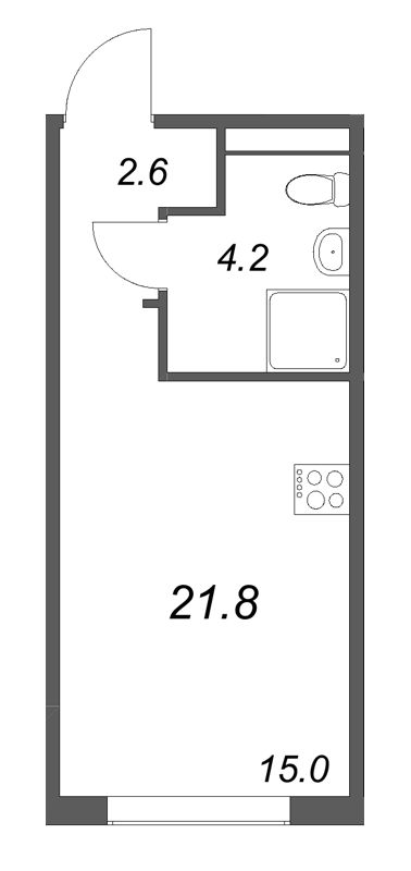 Квартира-студия, 21.8 м² в ЖК "Пулково Лейк" - планировка, фото №1