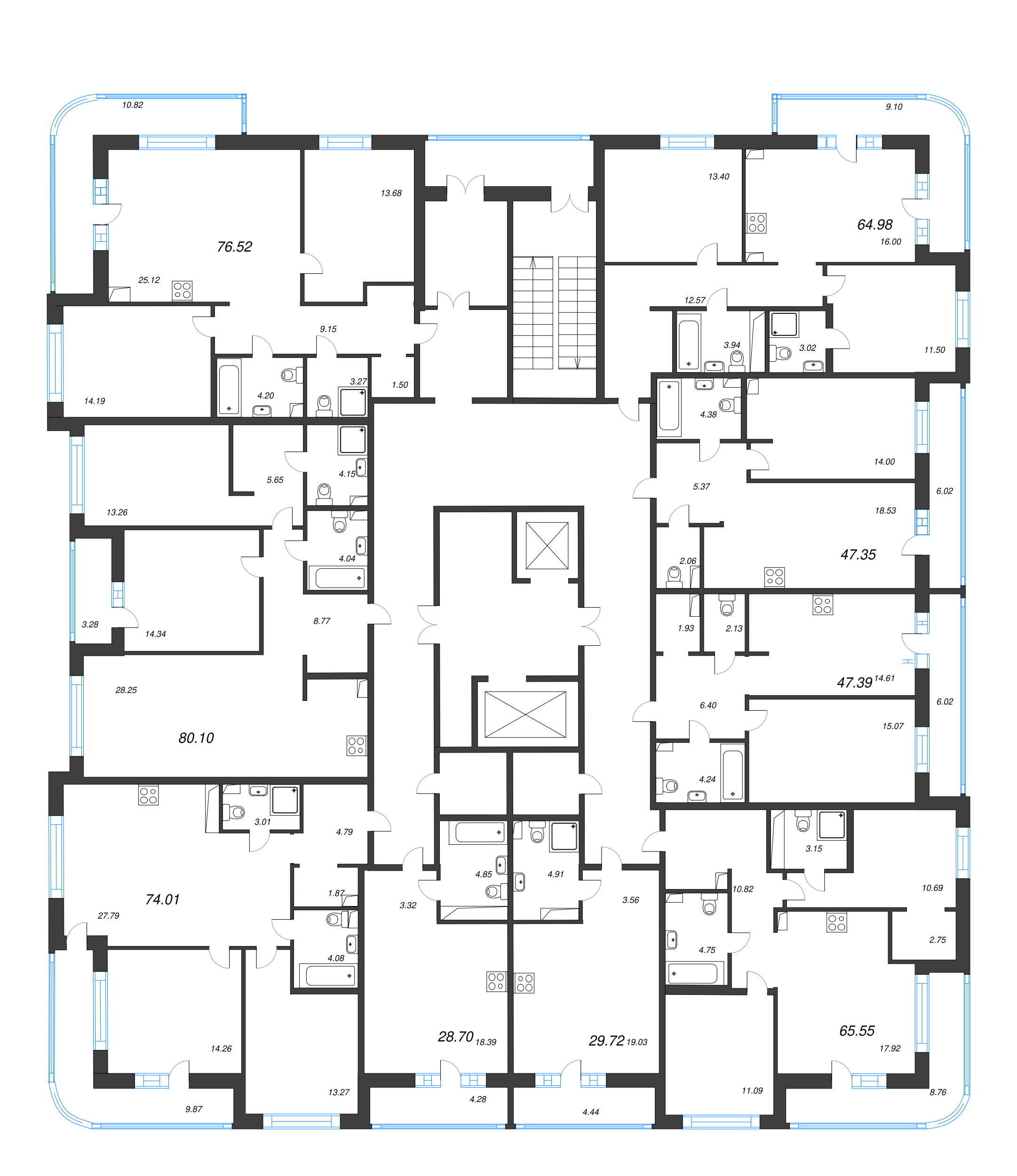 Квартира-студия, 28.7 м² в ЖК "Энфилд" - планировка этажа