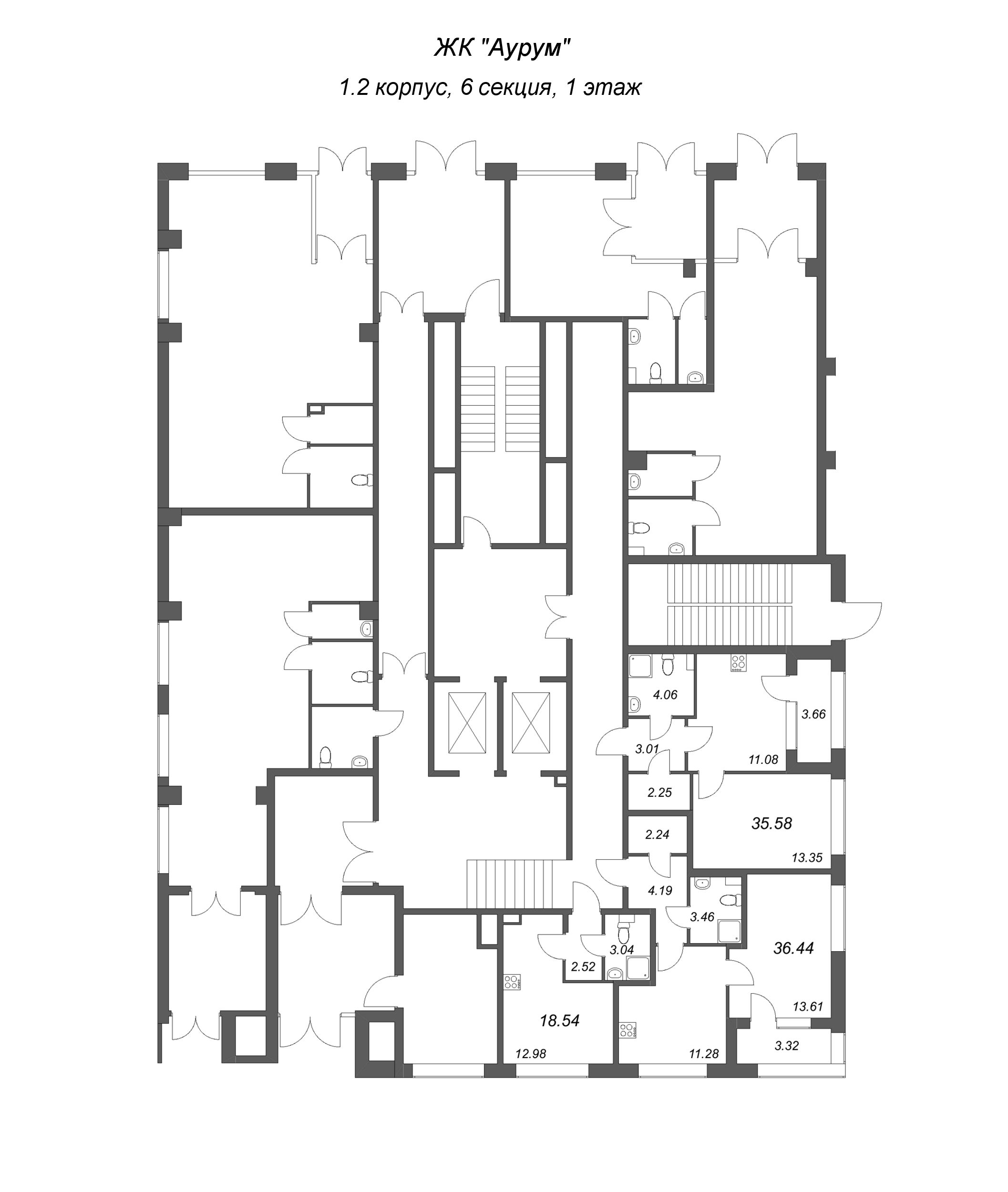 Квартира-студия, 18.54 м² в ЖК "Аурум" - планировка этажа