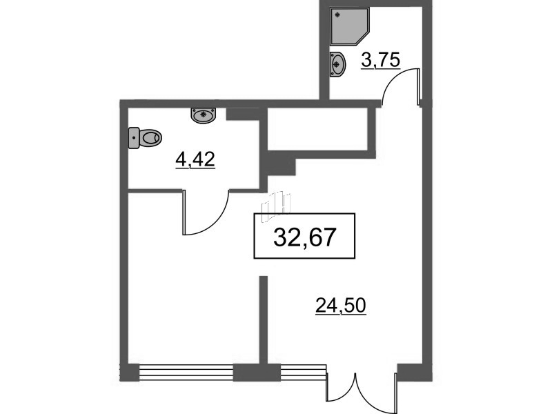 Помещение, 32.67 м² - планировка, фото №1