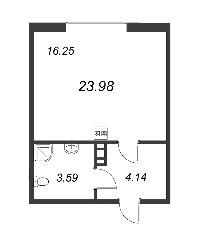 Квартира-студия, 23.98 м² - планировка, фото №1