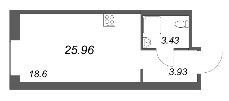 Квартира-студия, 25.96 м² в ЖК "Avant" - планировка, фото №1