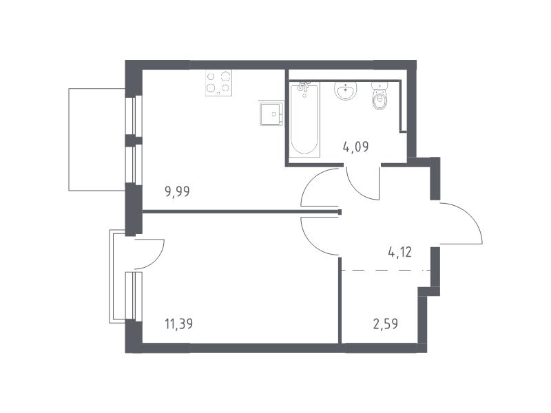 1-комнатная квартира, 32.18 м² в ЖК "Невская Долина" - планировка, фото №1
