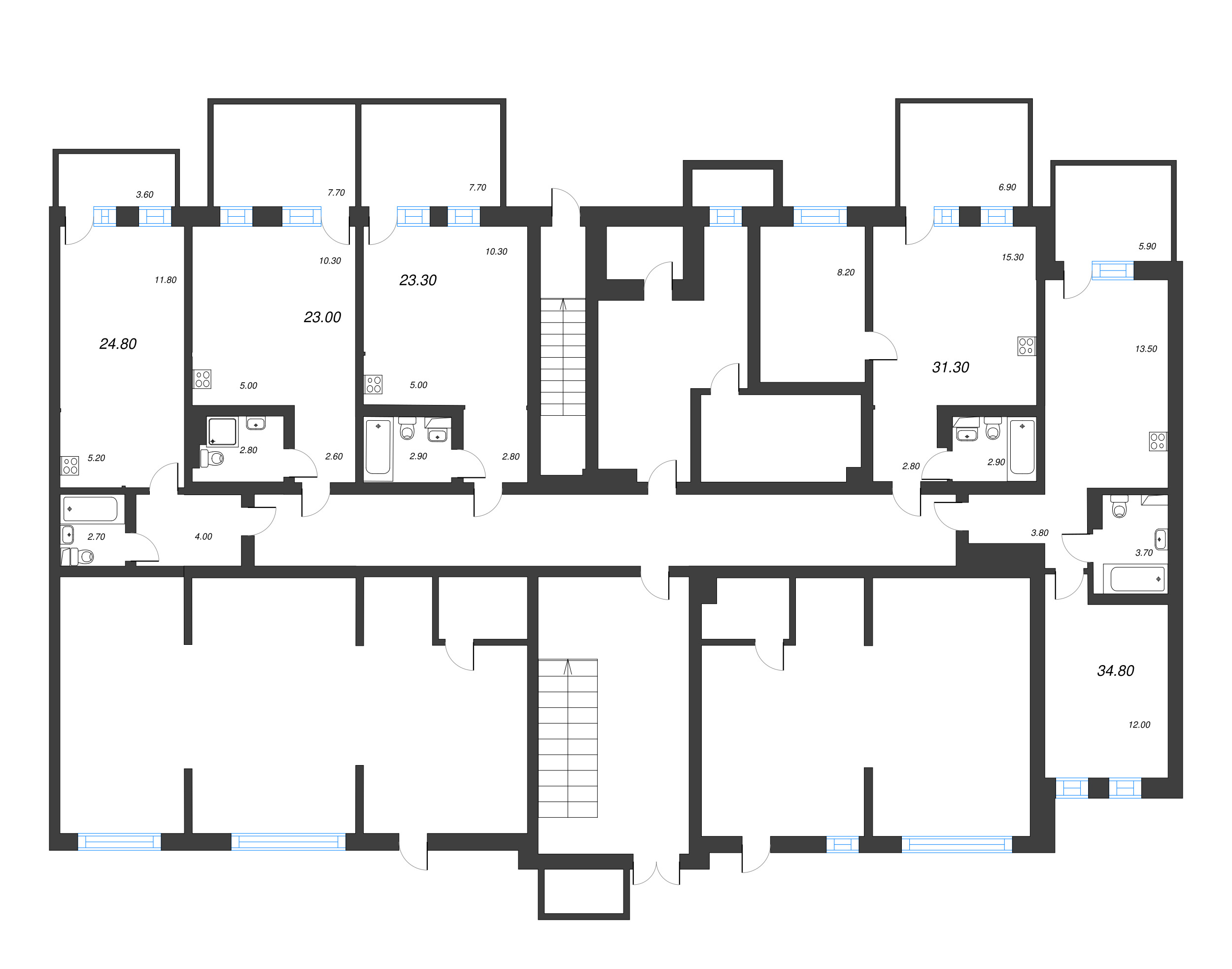 1-комнатная квартира, 34.8 м² в ЖК "ЭКО Квартал NEGA" - планировка этажа