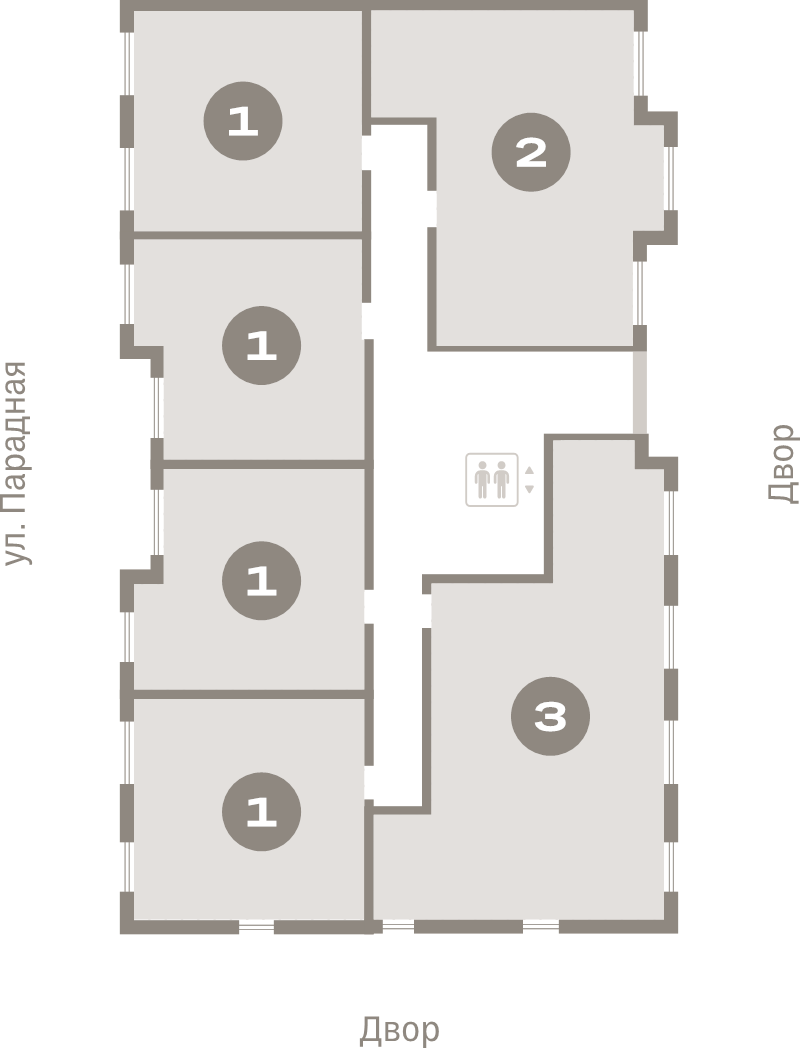 3-комнатная (Евро) квартира, 64.1 м² - планировка этажа