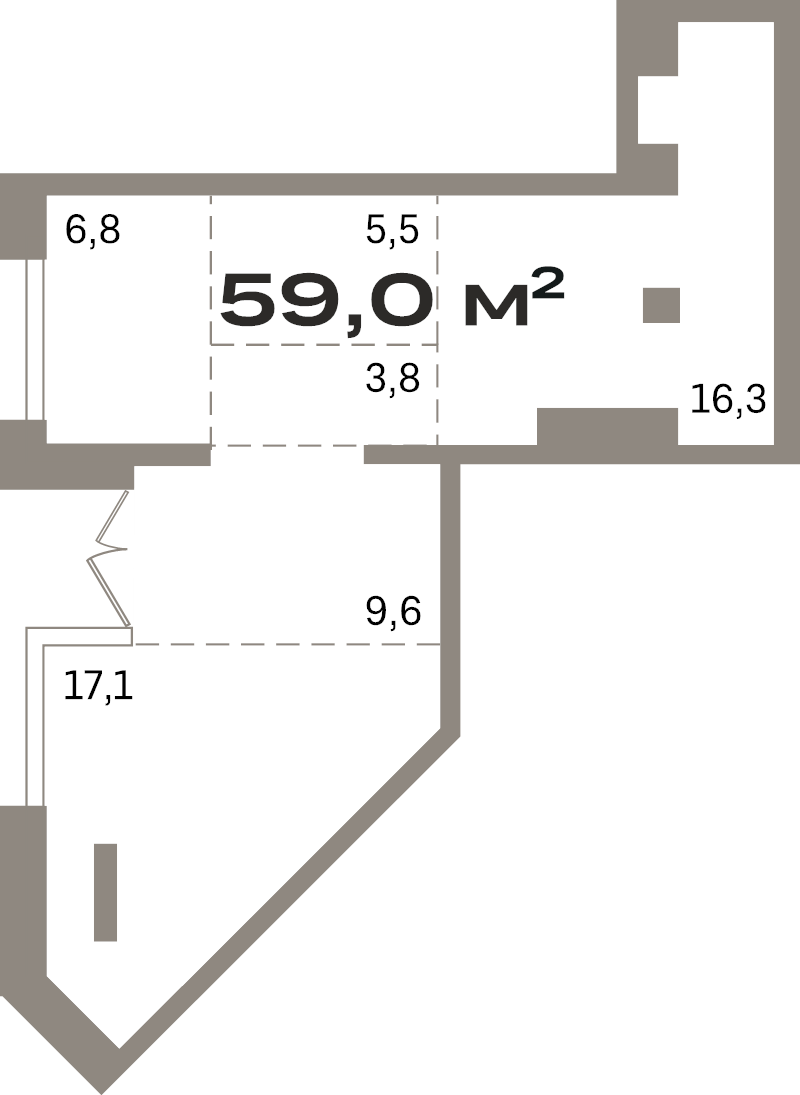 Помещение, 59 м² в ЖК "Северный ветер" - планировка, фото №1